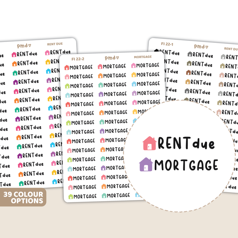 Rent Due, Mortgage Stickers | FI22