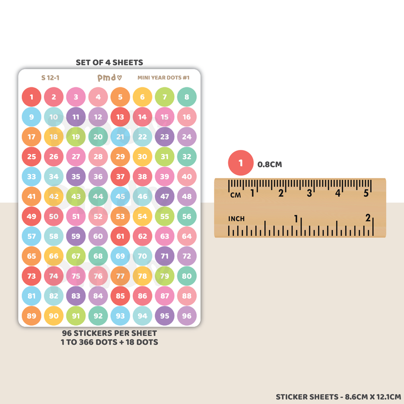 Mini Year Dot Stickers | S12