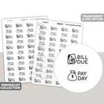 Bill Due & Pay Day Text/Icon Stickers | Minimalist | TI06