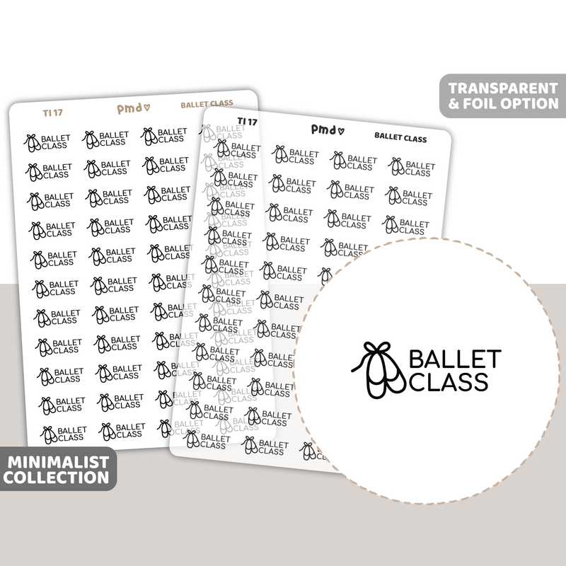 Ballet Class Text/Icon Stickers | Minimalist | TI17