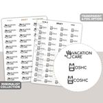 Vacation Care, OSHC, COSHC Text/Icon Stickers | Minimalist | TI19