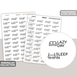 Lazy Day & Sleep In Text/Icon Stickers | Minimalist | TI26