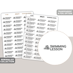 Swimming Lesson Text/Icon Stickers | Minimalist | TI34